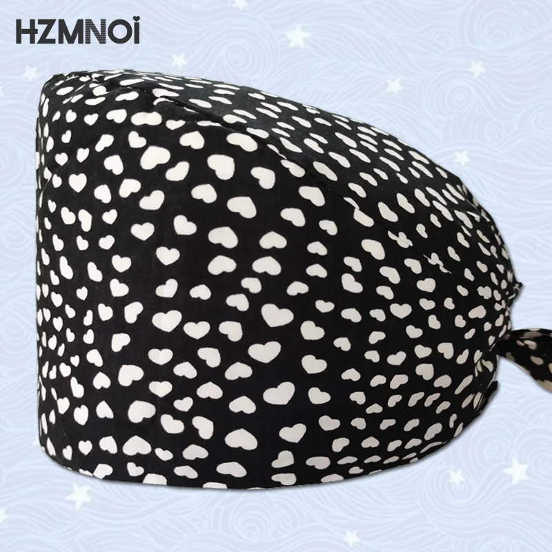 Gorro de enfermera 100% algodón con estampado Floral para mujer, gorro quirúrgico para cirujano, dentista, cocina, salón de belleza, exfoliante ajustable