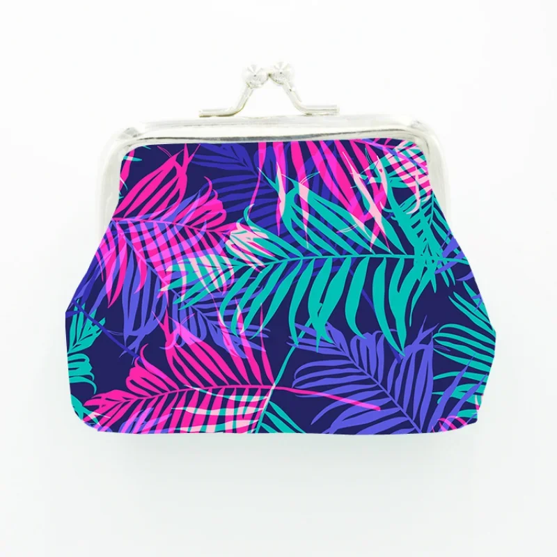 

Fashion Women Leaf Plant Print Coin Purses Girl Small Wallet Ladies Clutch Change Purse Female Mini Money Bag PU Leather Wallet