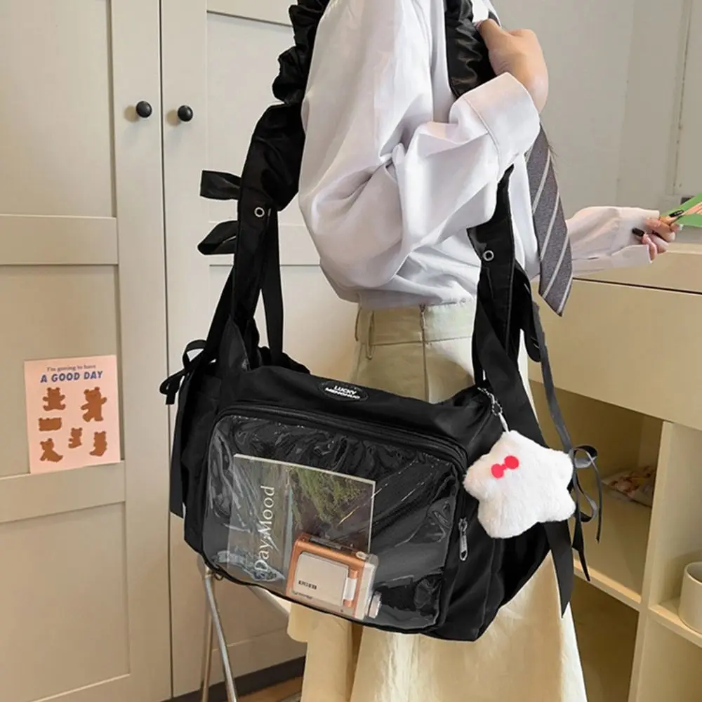 Large Capacity Women Ita Bags DIY Anime Badge Harajuku Crossbody Shoulder Bag Soft Ribbon Bow Subculture Underarm bag