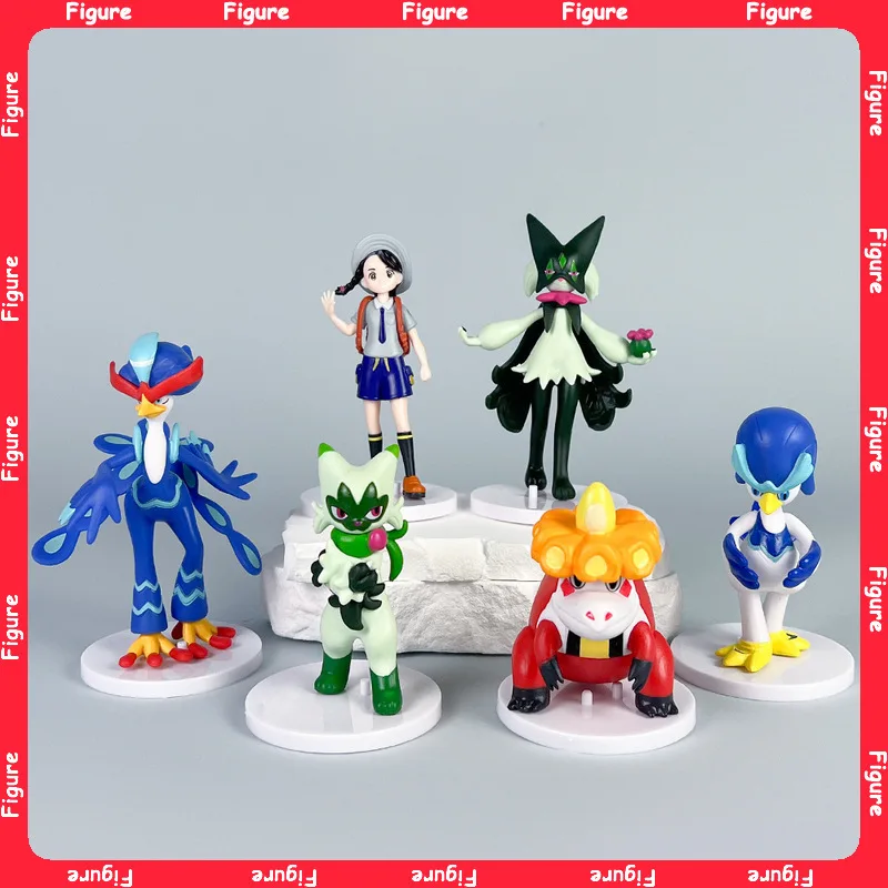 

6pcs/set Anime Scarlet Violet Kawaii Juliana Meowscarada Floragato Quaquaval Quaxwell Figures PVC Model Collection Gifts