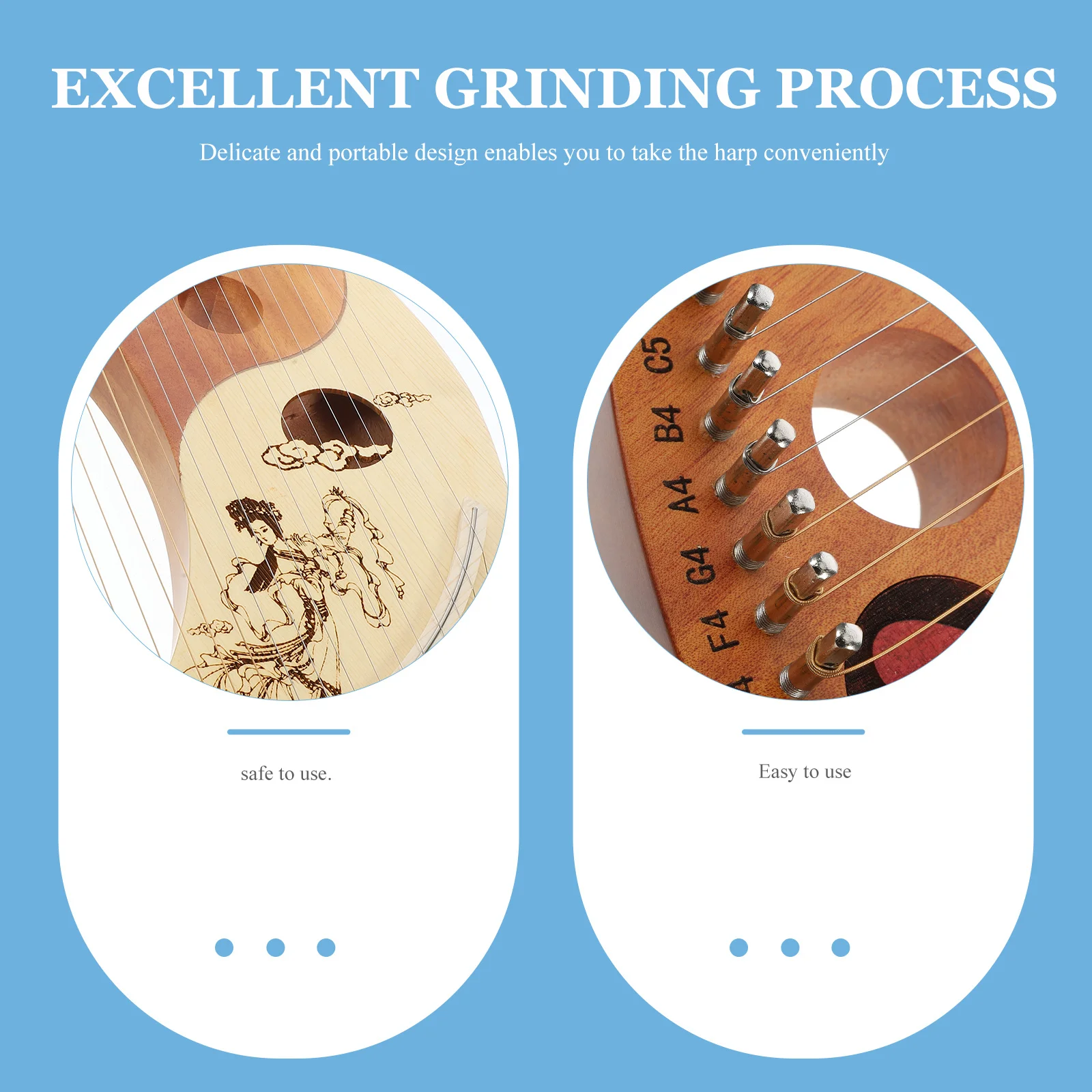 1 комплект, 19-струнная арфа, деревянная лира, ручной струнный инструмент с настроечным ключом, портативная арфа в древнем стиле, теплый тон