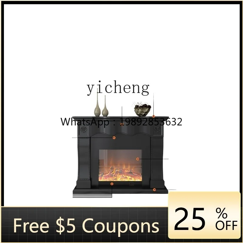 

ZZ ZK Solid Wood Gray Fireplace Curio Cabinet Pastoral Fireplace Living Room Home Simulation Flame Heating