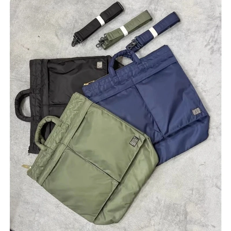 

Por Large Nylon Tote Bag 2-Way Handbag Crossbody Bag With Orange Lining Waterproof Laptop Briefcase For Men Women Work Travel