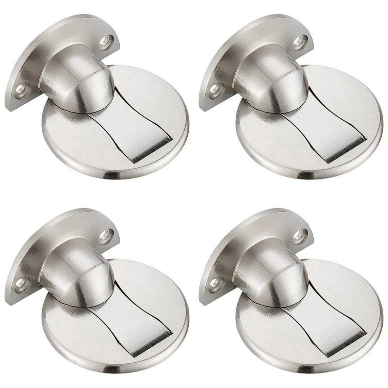 4X Floor Mount Magnet Door Stopper Invisible Magnetic Door Stop, Magnets Door Stops Wall Prop Hold Open (Silver)