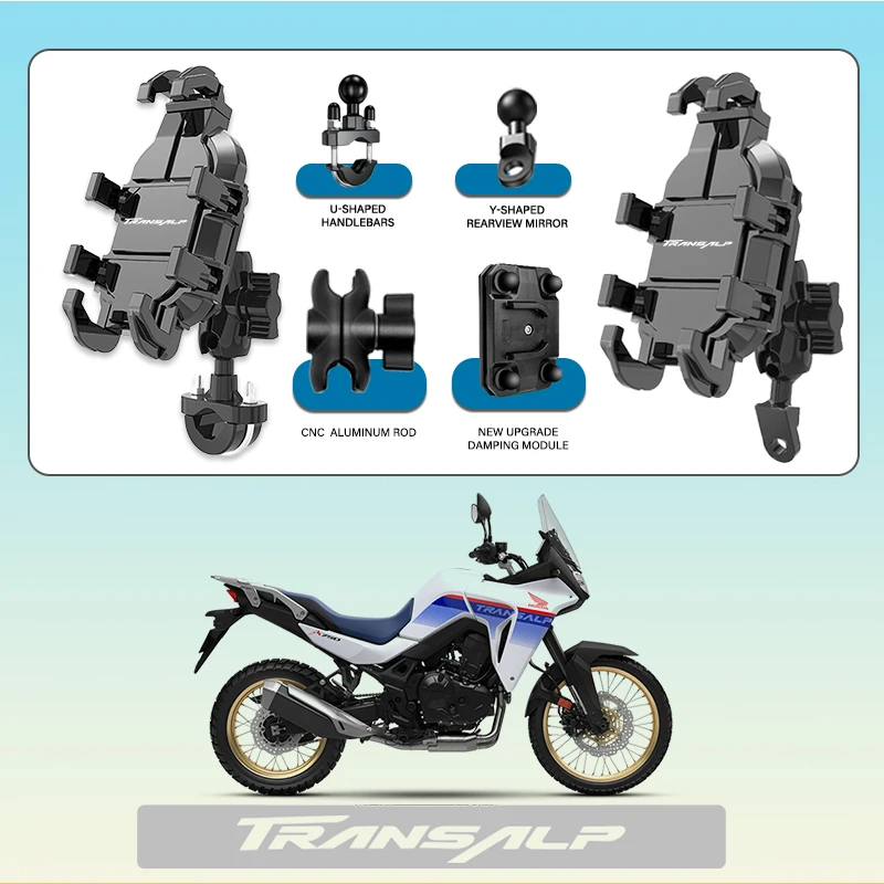 

For Honda TRANSALP XL600 XL650 XLV 600 650 700 Phone Mount Stand Motorcycle Holder 360° Rotatable ABS Adjustable
