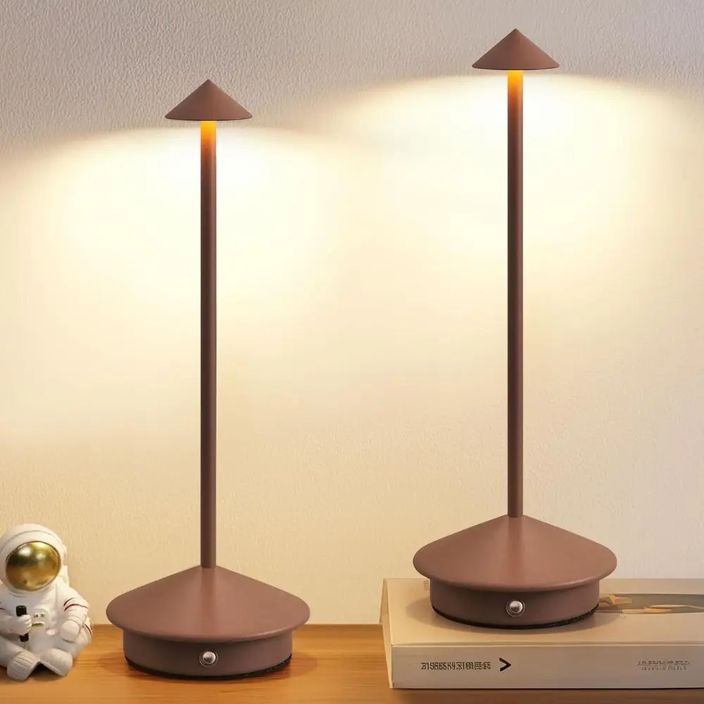 

Portable LED Desk Lamp Set of 2, Rechargeable Battery-Powered Lighting for Home, Office, and Outdoor Use (Brown)
