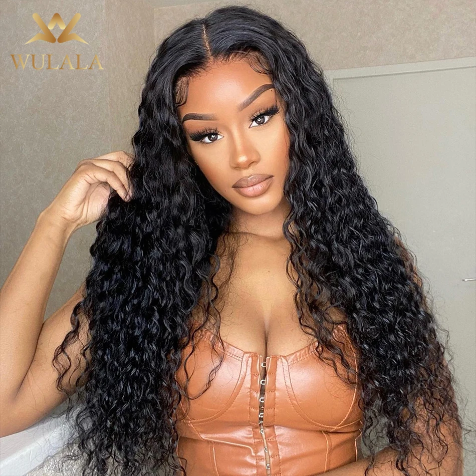 

5x5 Closure Lace Frontal Wigs 30 40 Inch Brazilian Preplucked Lace Wig For Women 250 Density Deep Wave Lace Front Human Hair Wig