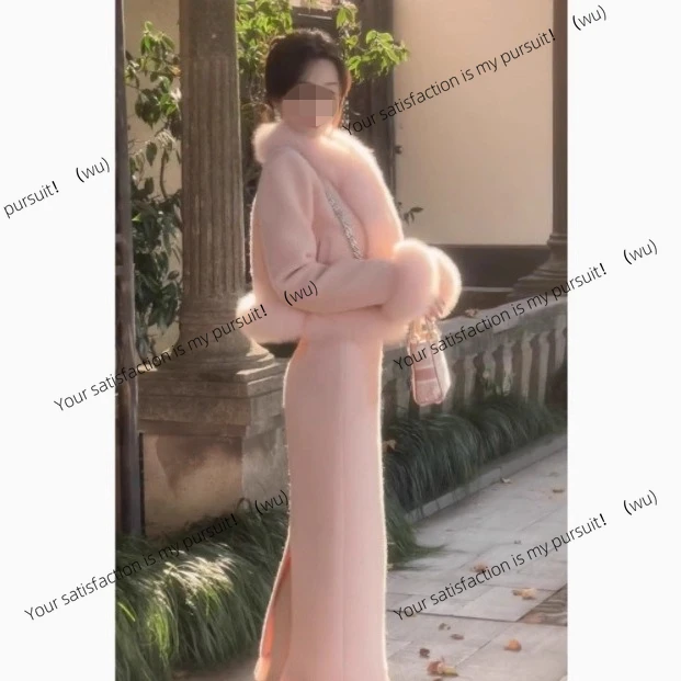 

Xiaoxiangfeng pink suit skirt women's winter fashion rich daughter high sense