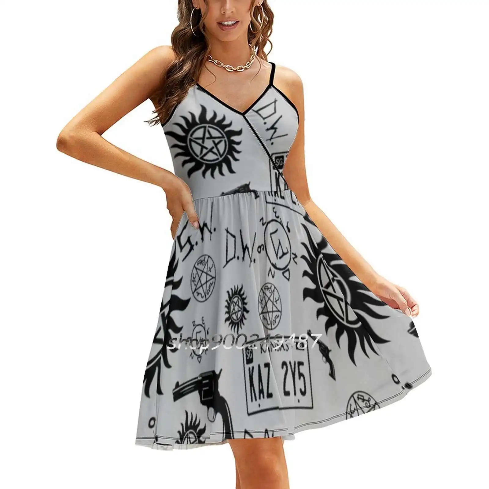 Supernatural New Summer Cut Sexy Dresses Ladies Club Wear Party Sundresses Supernatural Spn Symbol Spn Symbol Spn Supernatural