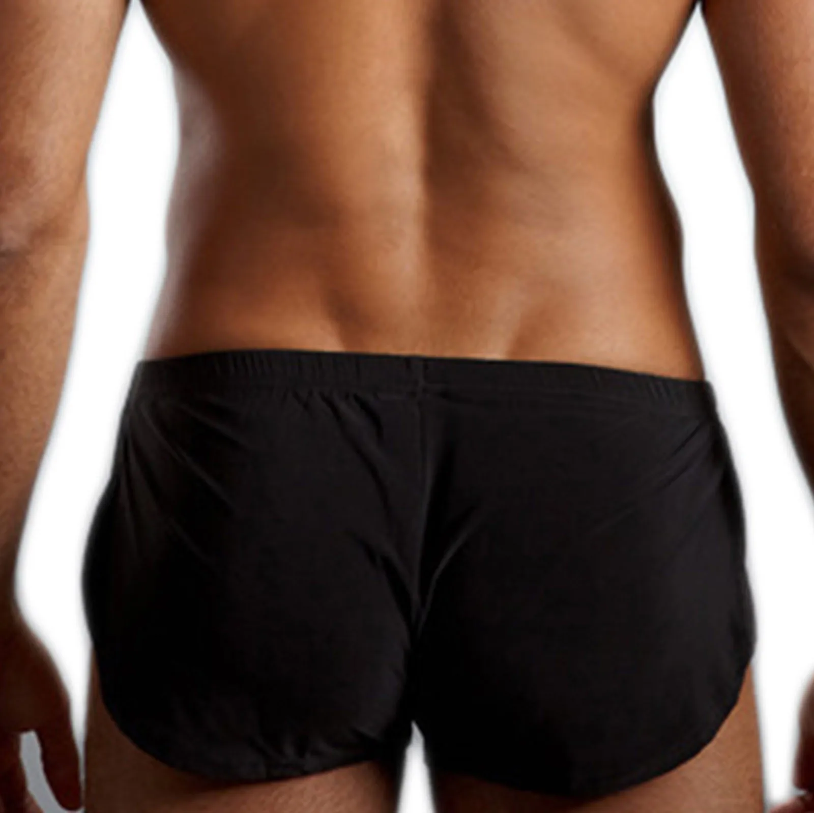 Men'S Underpants Sexy Solid Color Round Three-Point Pants Home Silky Thin Breathable Translucent Shorts Loose Causal Aro Pants