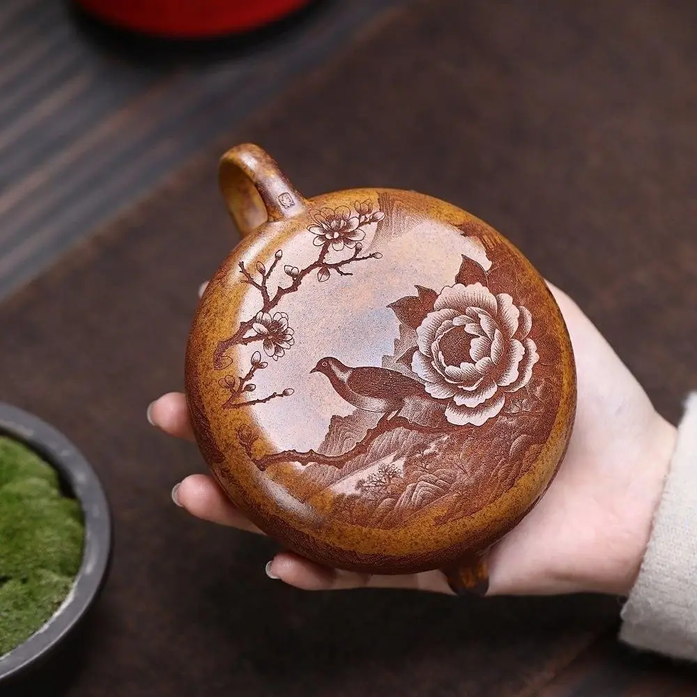 Clearance Yixing Zisha Original Mineral High Temperature Clay Mountain Dwelling Bird Chirping Cold River 330Ml Handmade Kung Fu