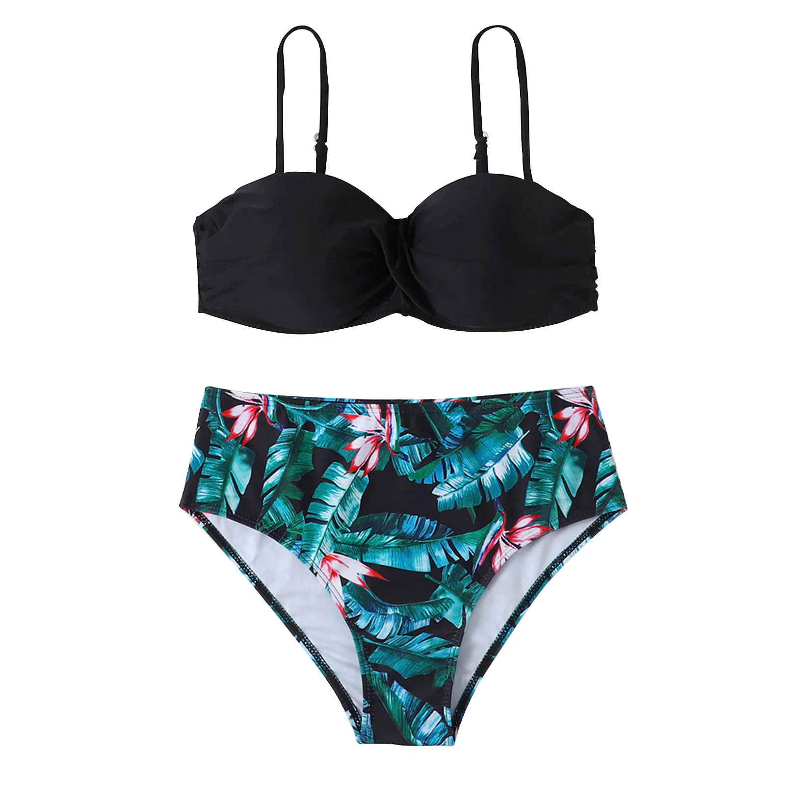 Moda damski seksowny przedział strój kąpielowy z wysokim stanem i nadrukiem w pas Bikini Traje De BañO Mujer Biquinis Feminino stroje kąpielowe