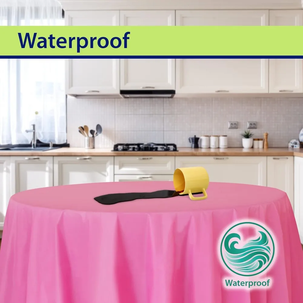 مفرش طاولة وردي للاستعمال مرة واحدة للطاولات المستديرة (36 عبوة) مفرش طاولة للحفلات والمناسبات وحفلات الزفاف وفي الداخل والخارج