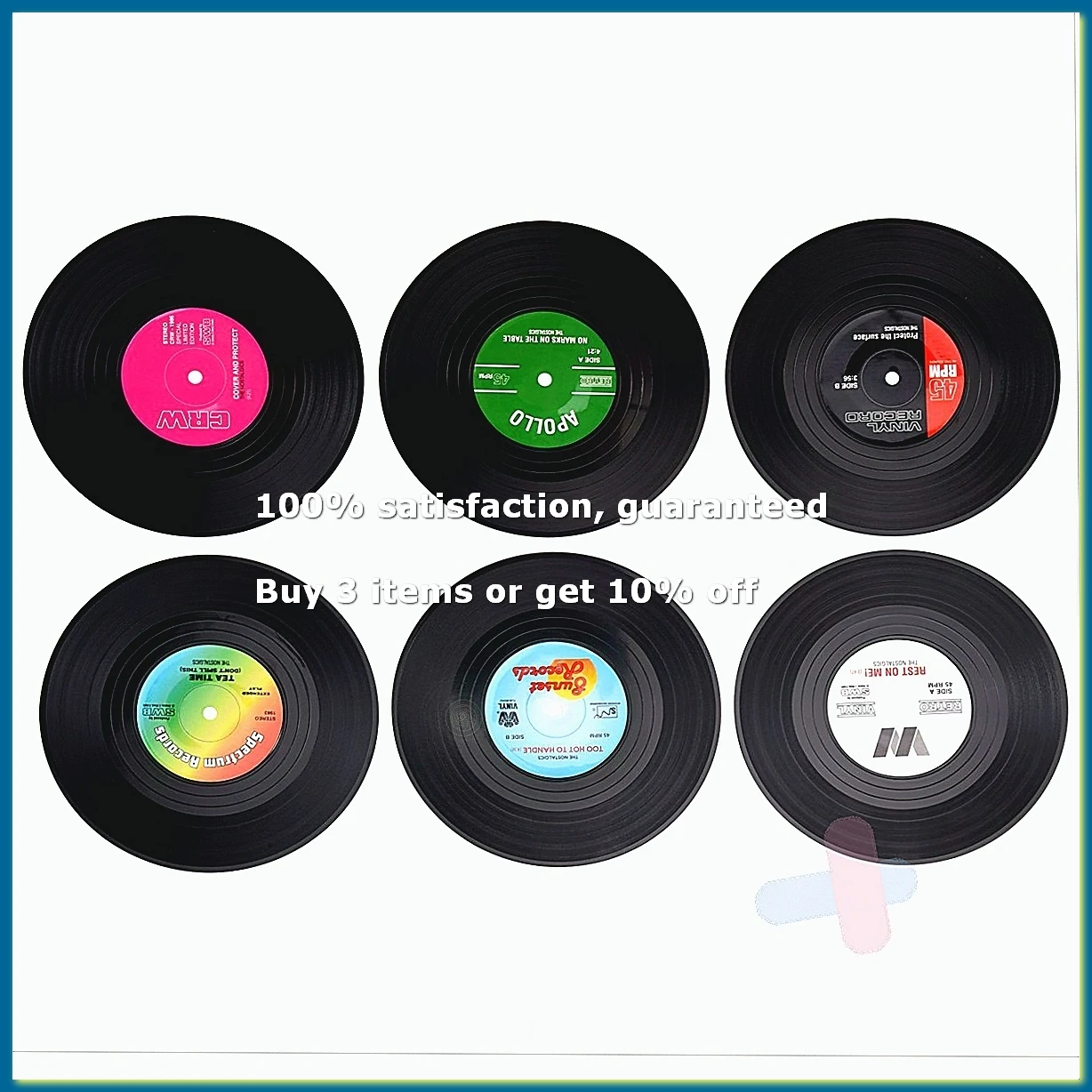 6pieces / Set Retro Vinyl Disc Drink Coasters-A27I