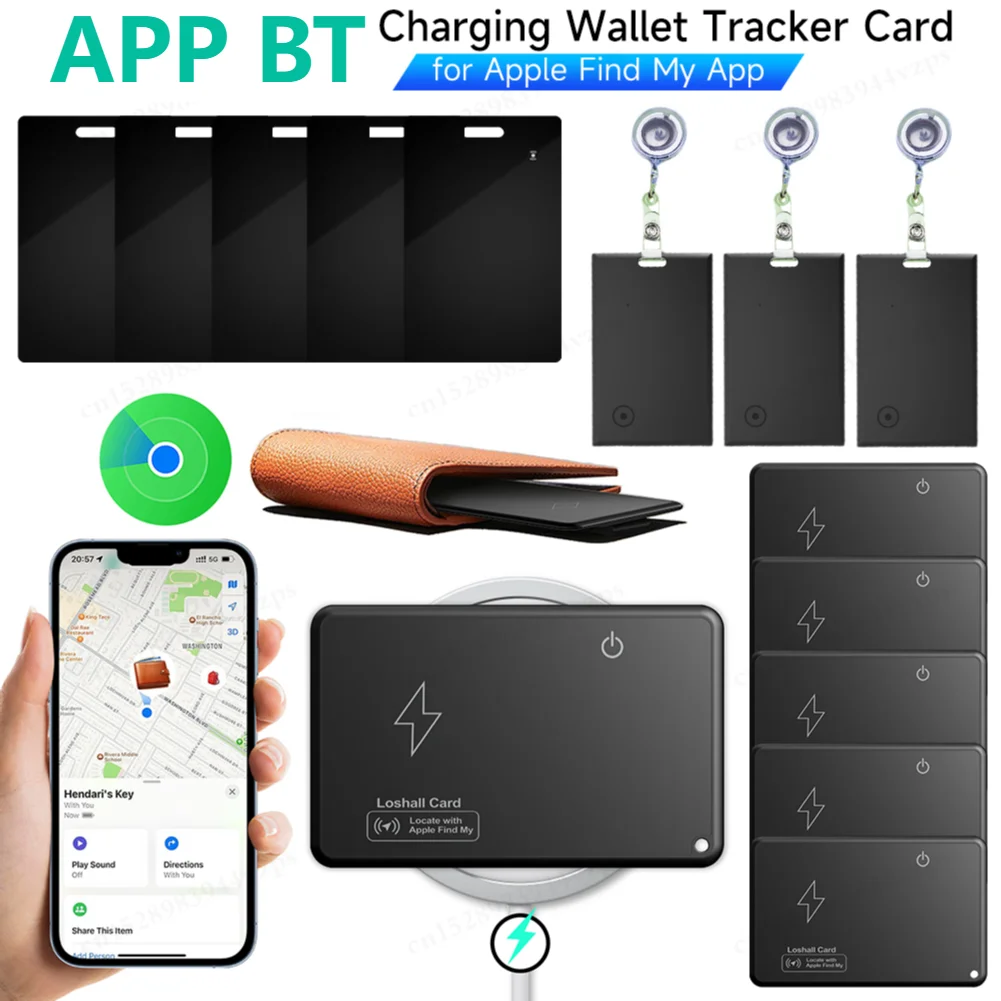 for Apple Find My App Wireless Charging Wallet Tracker Card Slim GPS Locator Waterproof Locator Bluetooth Tracking Device