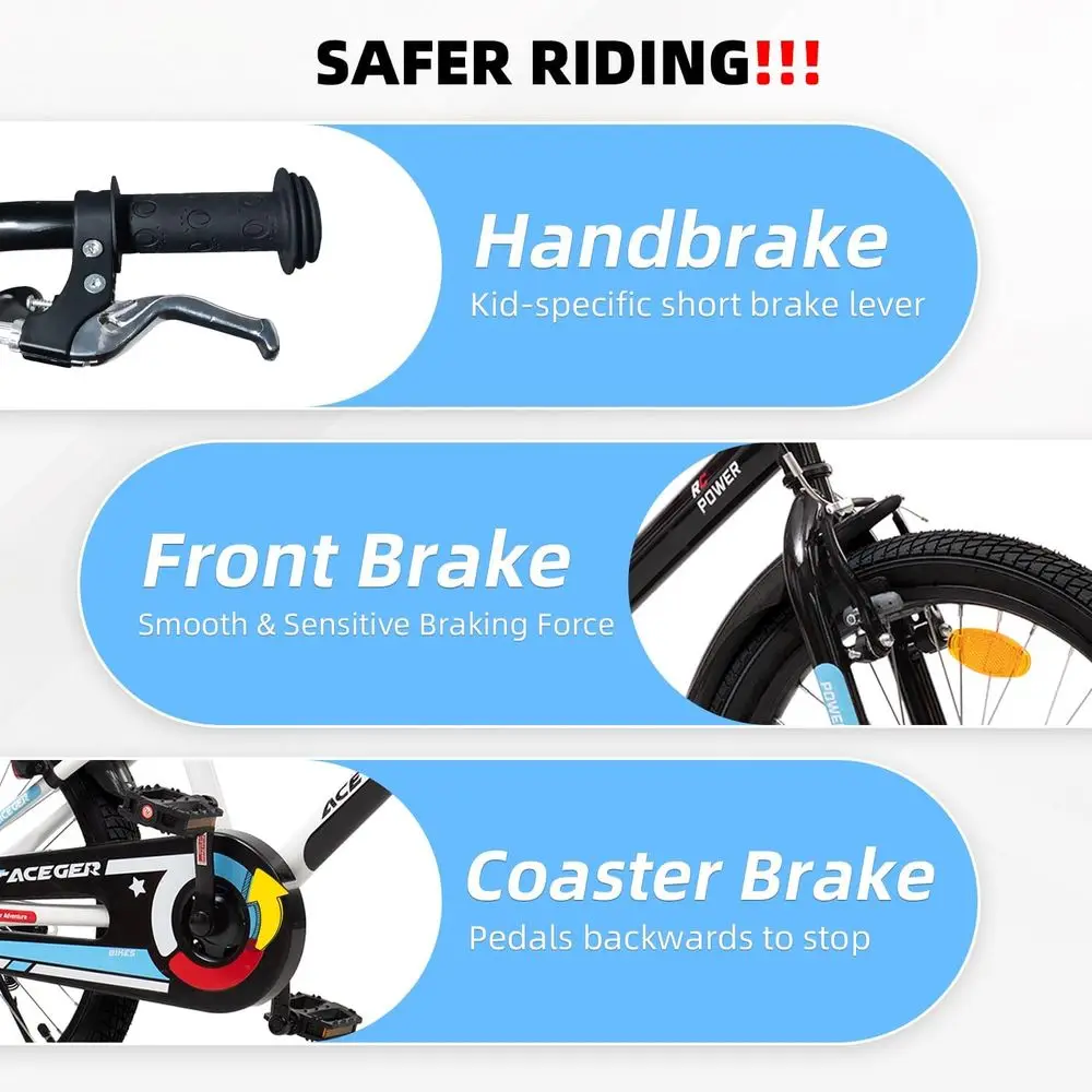 Vélo unisexe pour enfants, 12-18 pouces pour 3 à 13 ans, avec roues d'entraînement et béquille