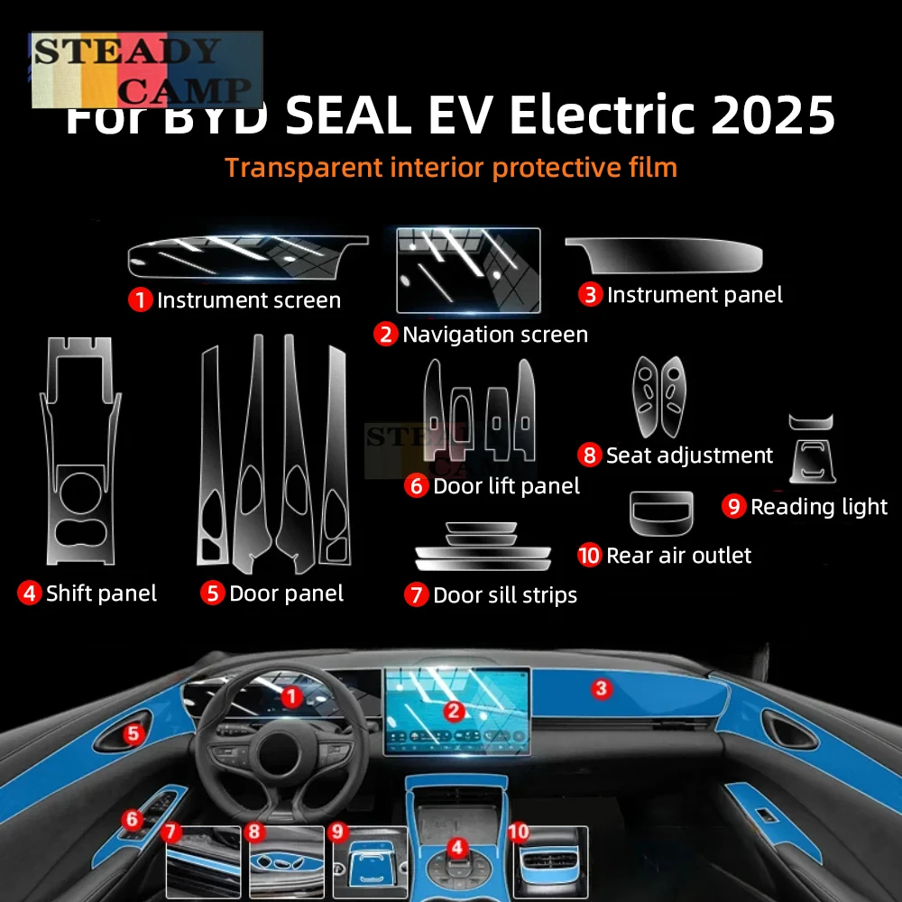 

Аксессуары для BYD SEAL EV Electric 2025, панель шестерни из ТПУ, GPS, центральная консоль, защитная наклейка из PPF, внутренняя пленка, прозрачная