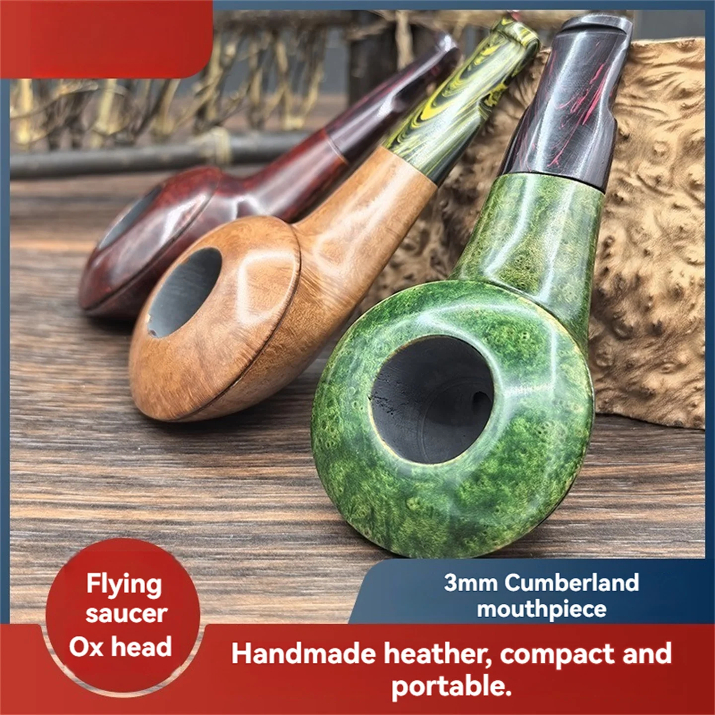 

Табачная трубка Briar Flying Saucer Bulldog - диаметр 3 мм, мундштук из камбберленда, портативная трубка для курения размером с ладонь для джентльменов