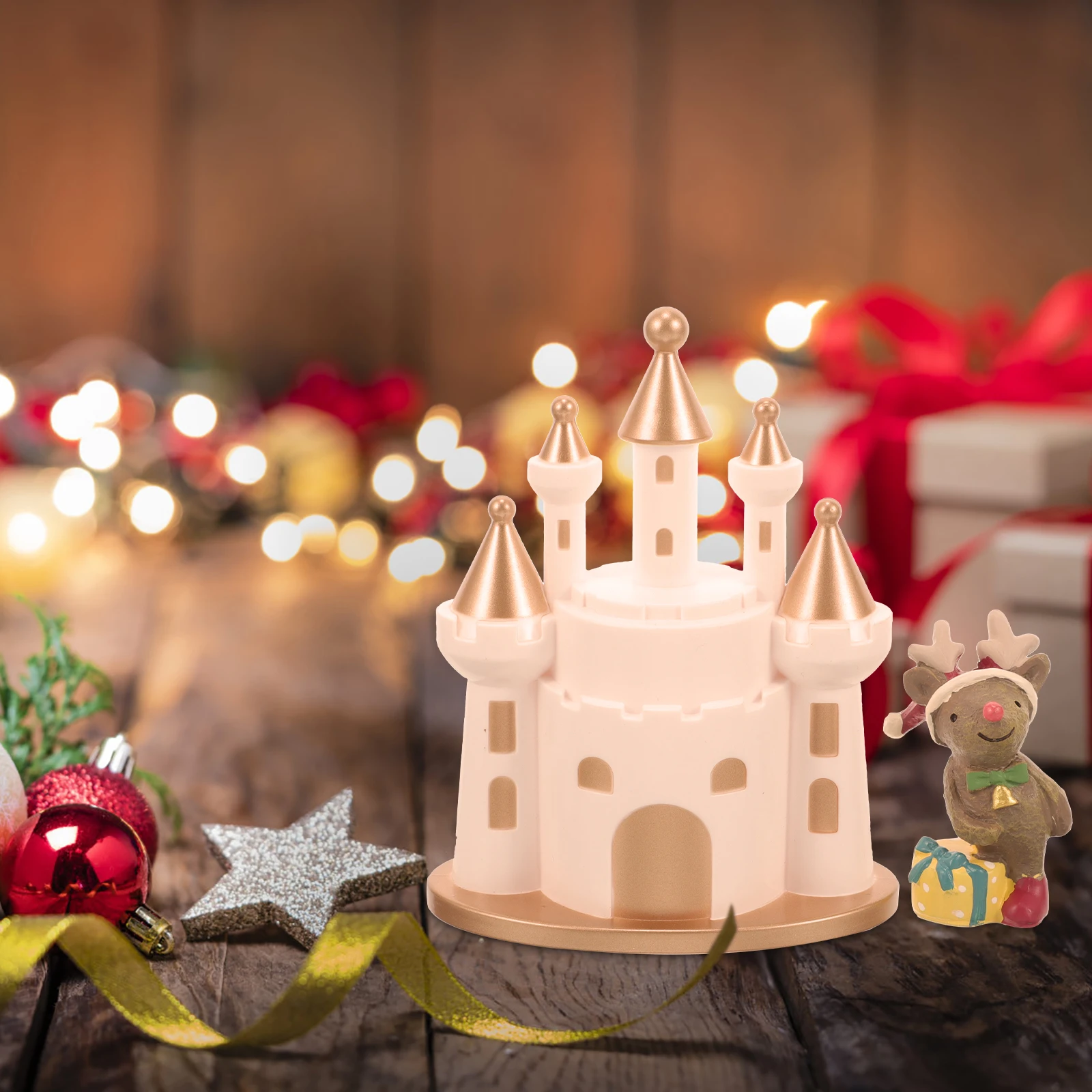 

2Pcs Christmas Elk Castle Decor Desktop Adornments Christmas naments Home Garden Decor Showcase Decors Holiday Gifts