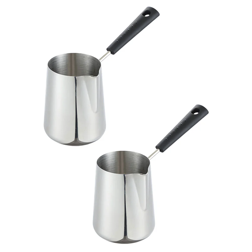 

2 Pcs Fancy Sauce Pans Melting Gravy Butter Cheese Heating Stainless Steel Baking Container Baby Tool