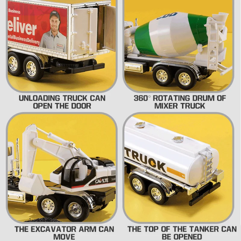 3 teile/satz Legierung Bagger Modell zurückziehen Mischen LKW Engineering Auto Simulation Transport Fahrzeug Kinderspiel zeug Junge Geburtstags geschenk