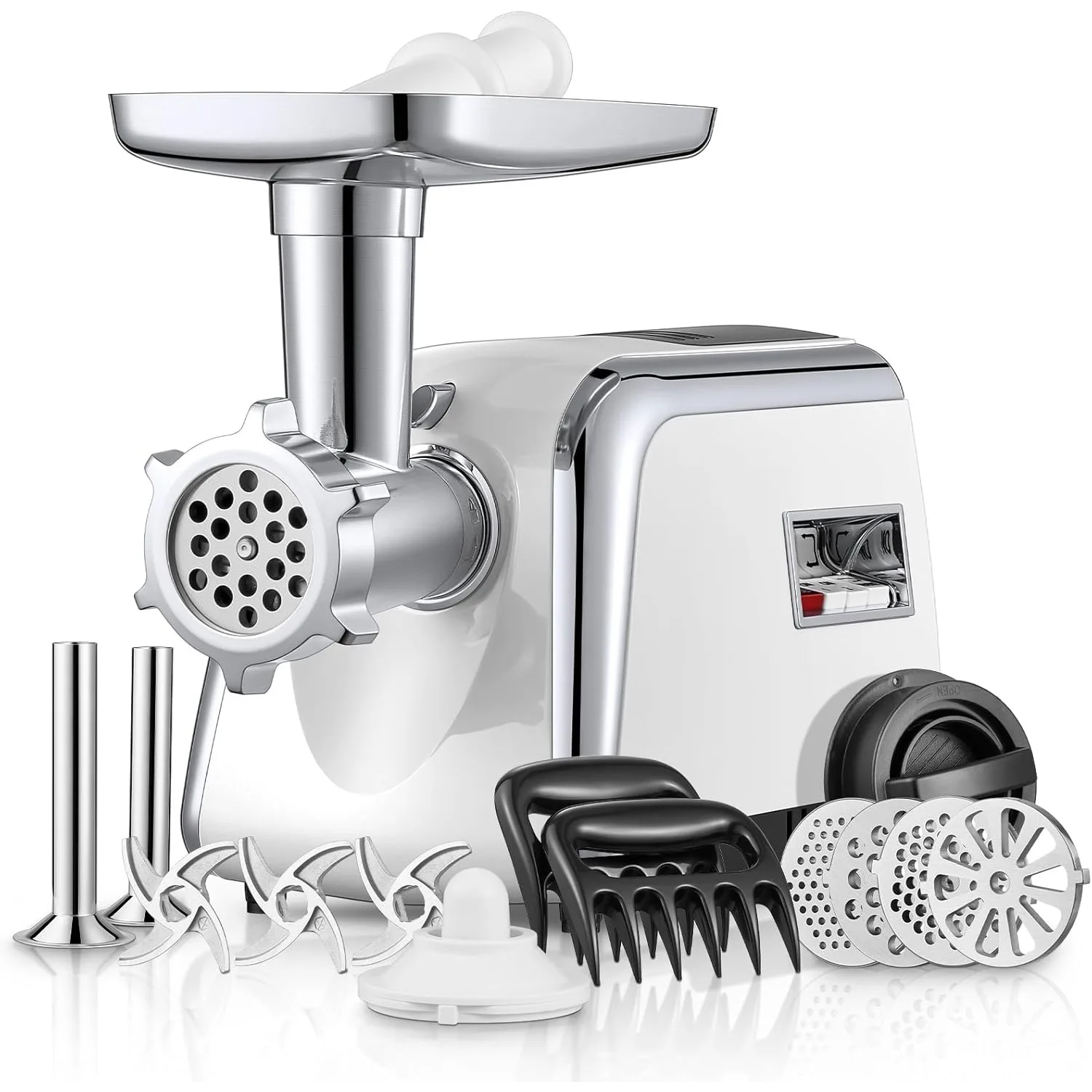 Meat Grinder Heavy Duty, 3000W MAX, 5 in1 Meat Grinder for Home with Stainless Steel Sausage Stuffer Tubes(2 Sizes)