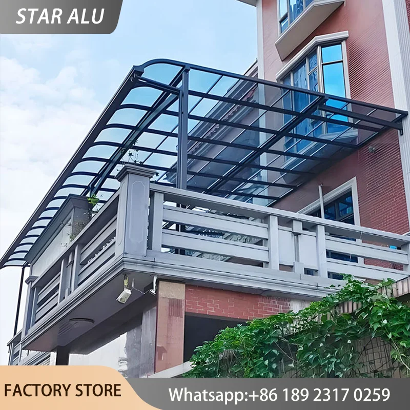 Luxury Polycarbonate Carport Outdoor Car Canopy Sunshade UV-Proof Vehicle Rain Shelter for Garden Villa Parking Space
