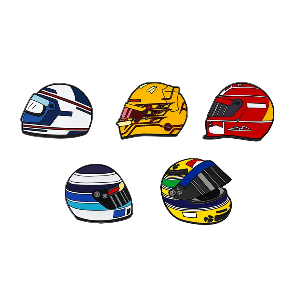 5pcs Racing Helmet Enamel Pin Set Metal Lapel Badge Pins for Backpack Accessories Jewelry Collectible Gifts for Car Racing Fans - view 6