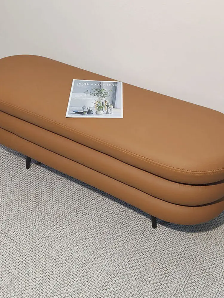 for High-end shoe-changing bench home use, cream-colored, suitable for clothing stores, with circular plush storage, ideal for