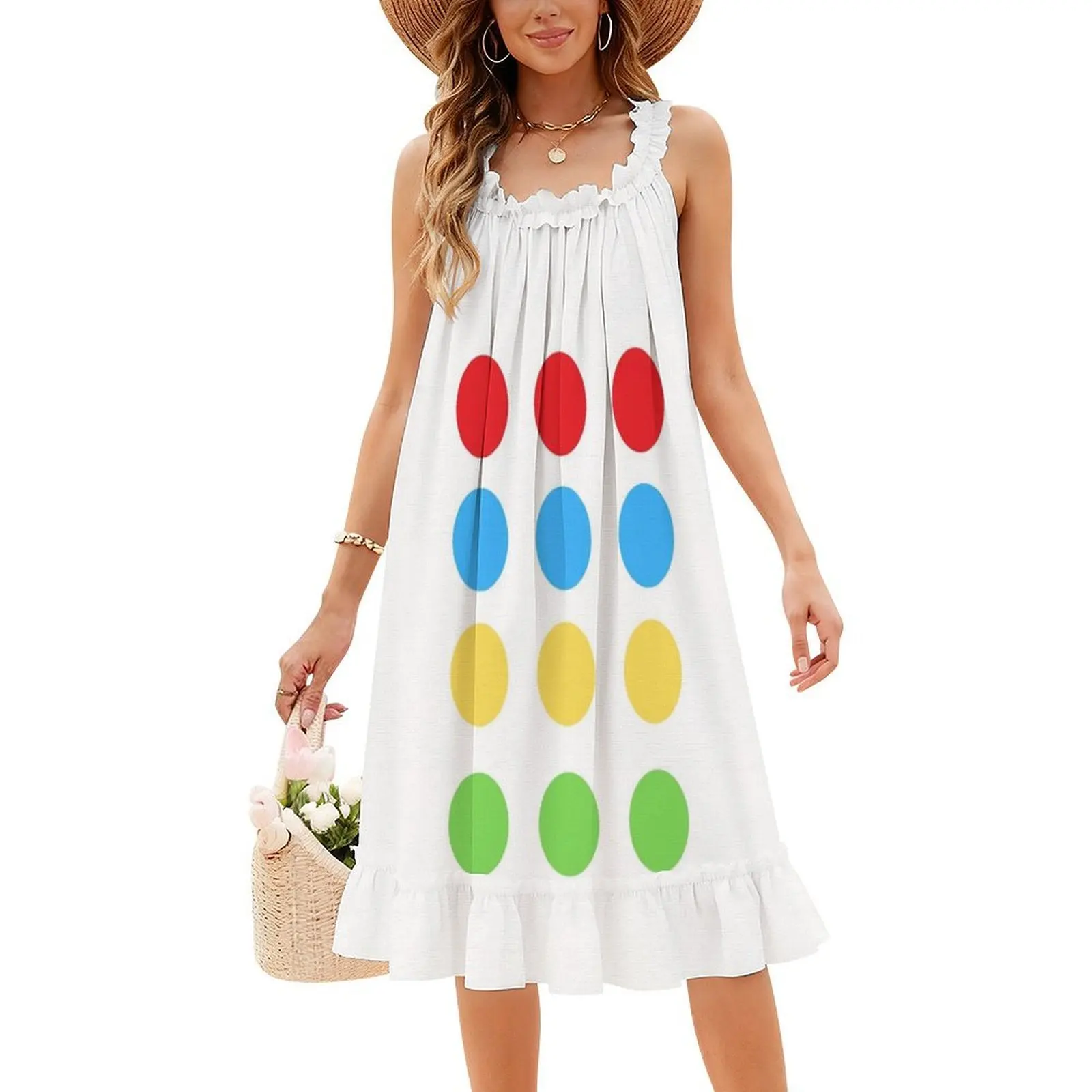 Twister jogo traje de halloween estilo coreano vestido para mulher elegante vestido casual para festa ou uso diário twister twister jogo
