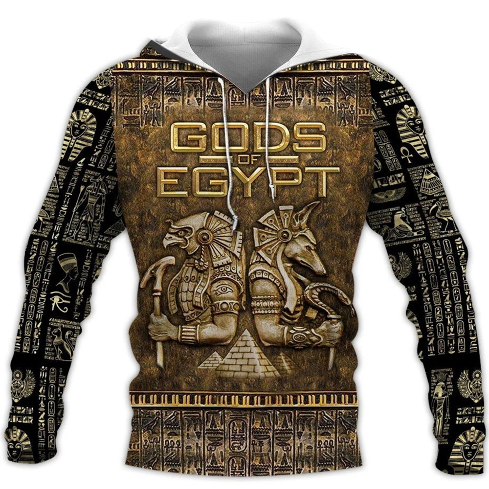 

Men Hoodie 3D Graphics Gods of Ancient Egypt Printed Long Sleeves Pullover Sweatshirt Streetwear Zipper Hooded Coat