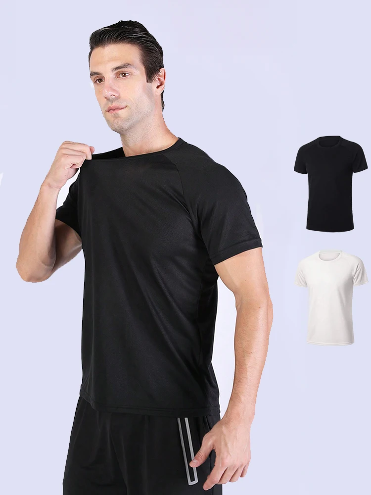 Men\'s Loose Fit Sport T-Shirt, Mesh Breathable Quick Drying Top For Night Running Jogging Training