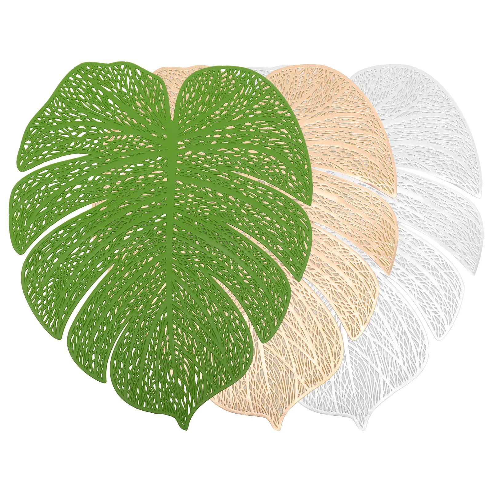 

6pcs Waterproof Oilproof Monstera Leaf Shaped Placemats Heat Resistant Table Mats For Dining Table Decor Home Kitchen Hotel