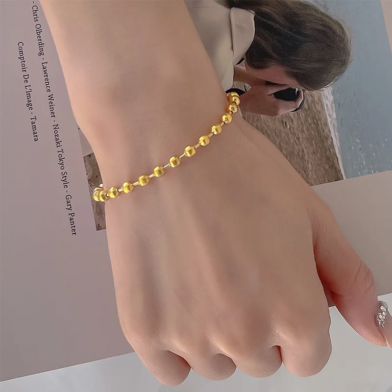 PANGJERY 316L Stainless Steel Ball Beaded Bracelets For Women Couples Classic Trendy Minimalist Elegant Daily Party Jewelry Gift