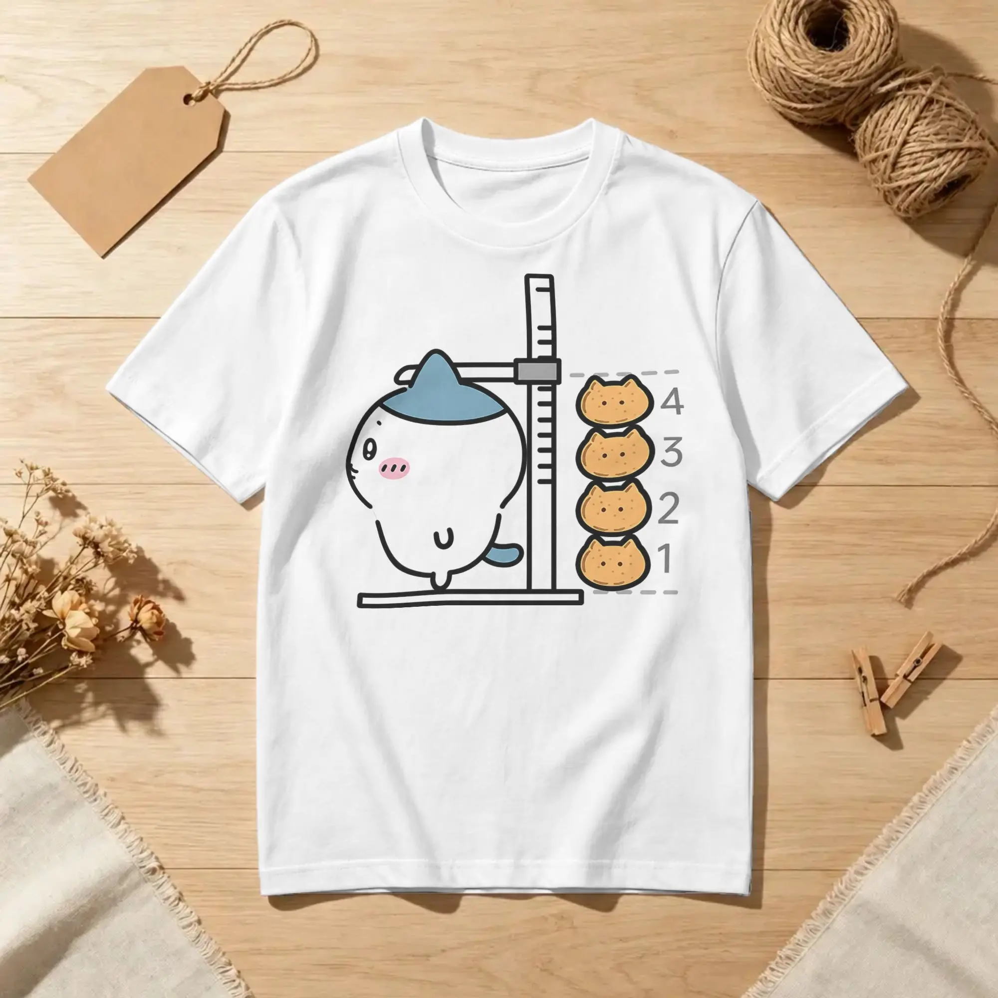 Men Women's Kawaii Chiikawaii Kurimanju Funny Height Chart Cartoon T Shirts  Cotton Clothes Round Neck Tees Summer T-Shirts