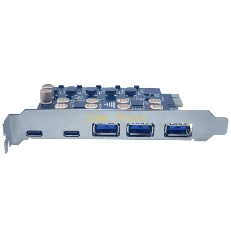 LX0B PCIe to USB3.2 Gen1 Card 5Gbps 3 USB Type 2 USB Type C 5 Port PCIE Expansion Card Controller Add On Card for PC