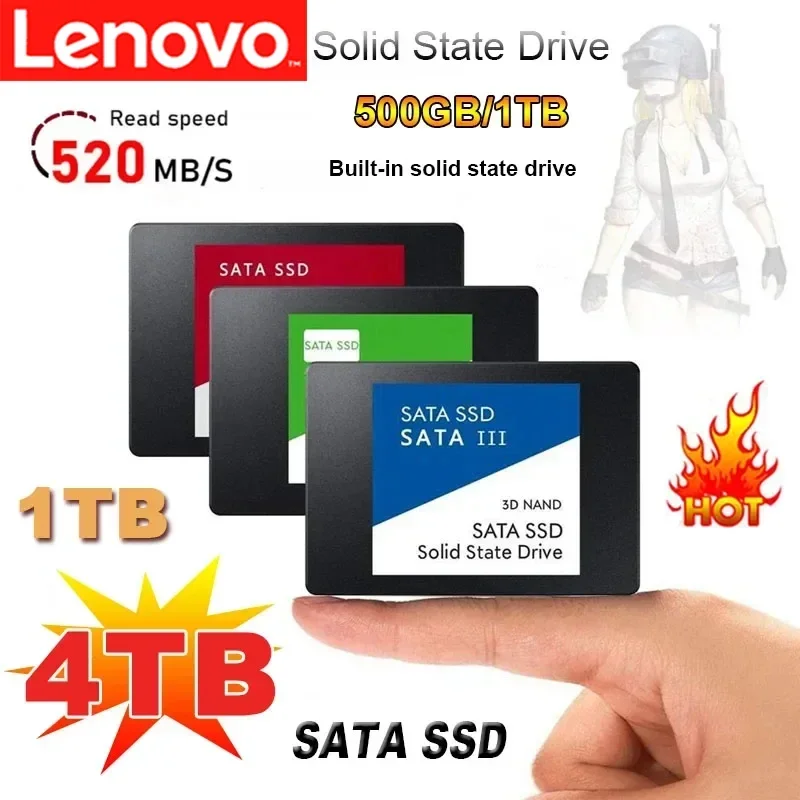 레노버 500G 1TB 4TB 솔리드 스테이트 디스크 SSD 고속 2TB 내장 HDD 하드 드라이브 SATA3 2.5인치 노트북 마이크로컴퓨터 데스크탑용