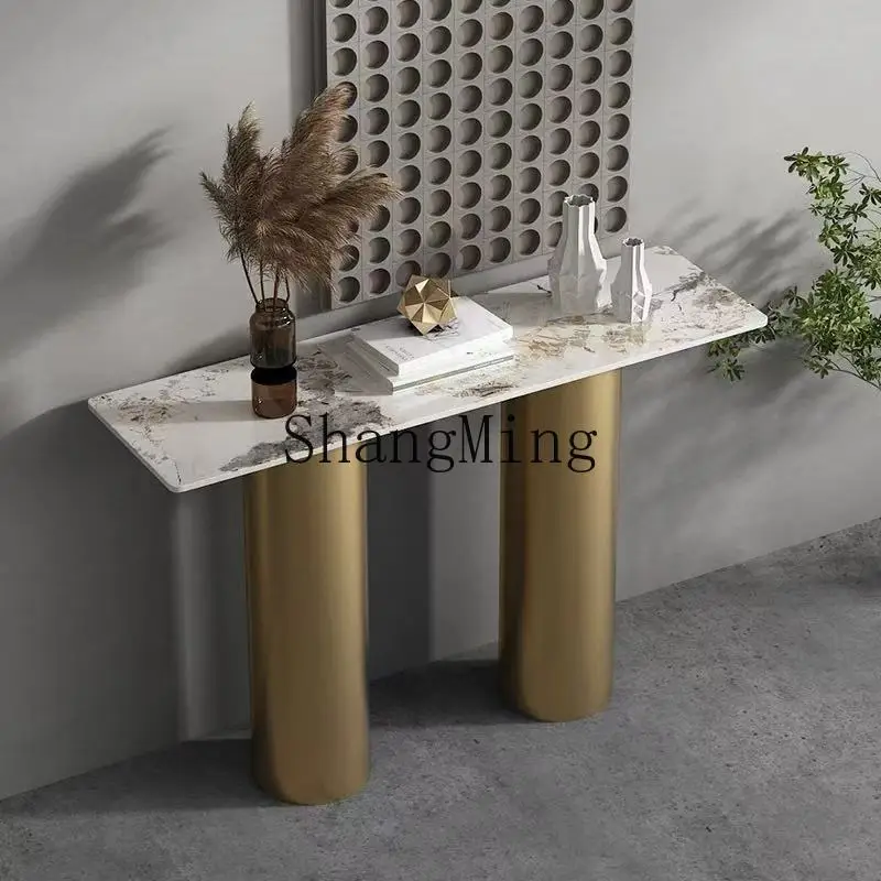 

FG Light Luxury Entrance Hall Entrance Table Minimalist Marble Slate Wall Decorative Cabinet Modern Luxury Stone Bar Table
