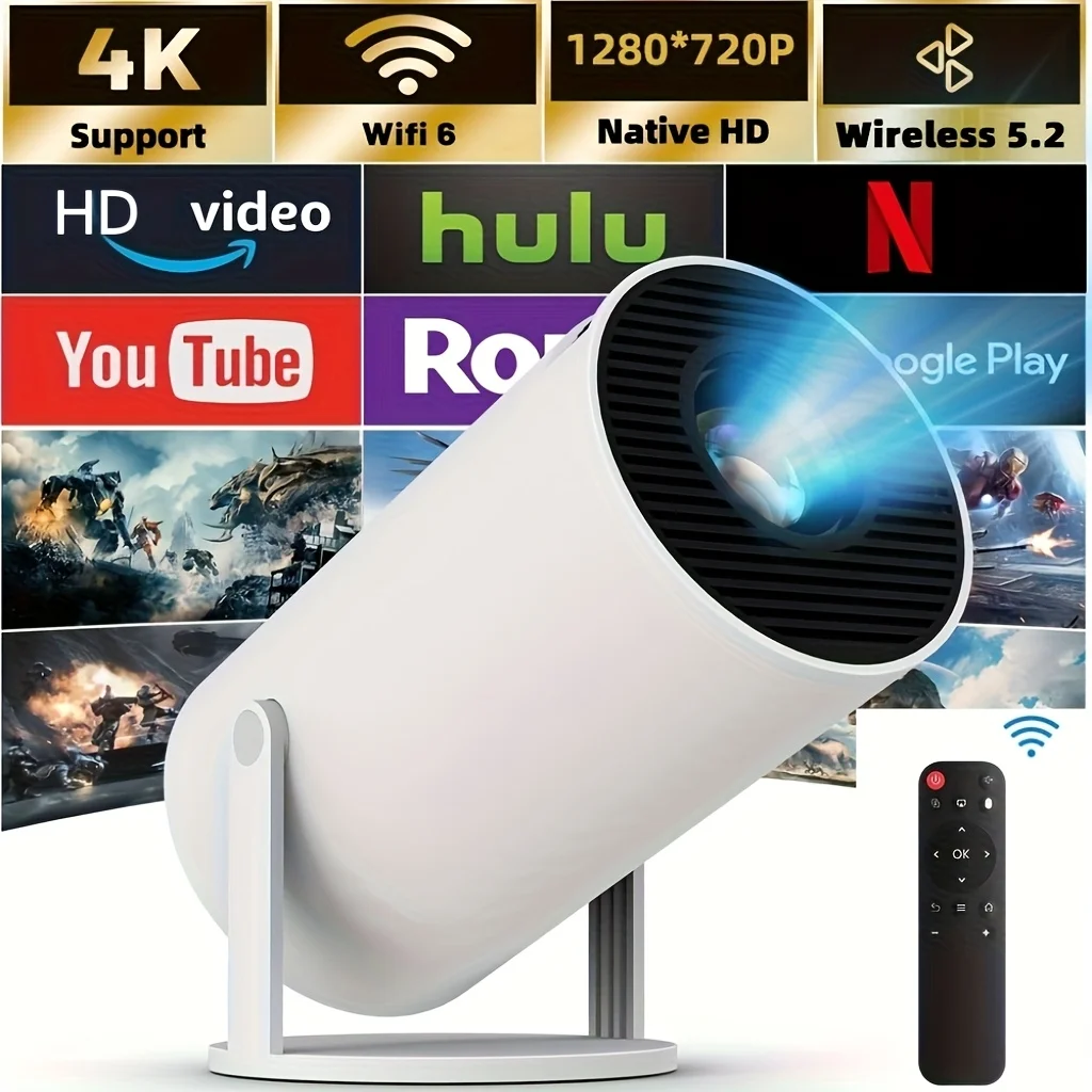 

Мини-проектор HY300, 180 ° Поворотный механизм, встроенная ОС Android 11.0, Hi-Fi стереозвук, идеально подходит для домашнего кинотеатра
