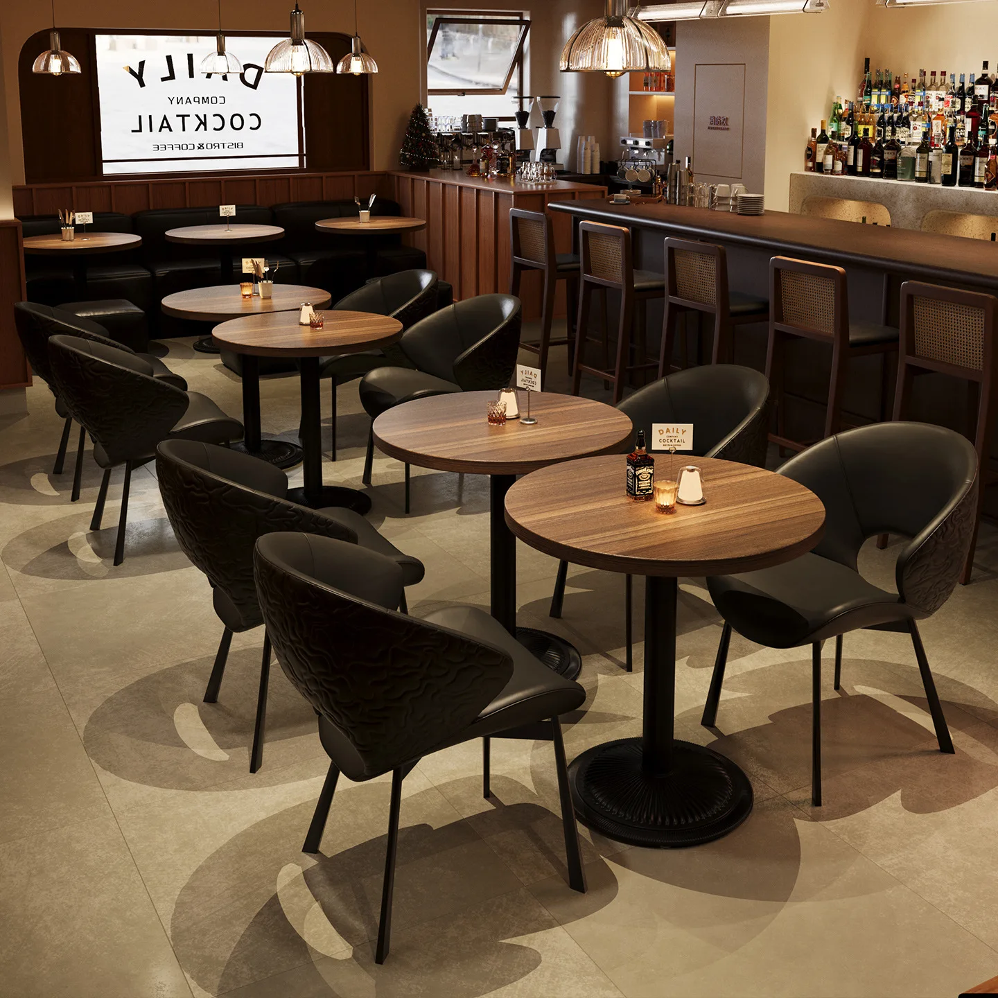 アメリカンレトロスタイルバー クリアバーダイニングテーブル＆チェアセット 商業用 インターネットセレブ ビストロブース ソファ コーヒーショップ