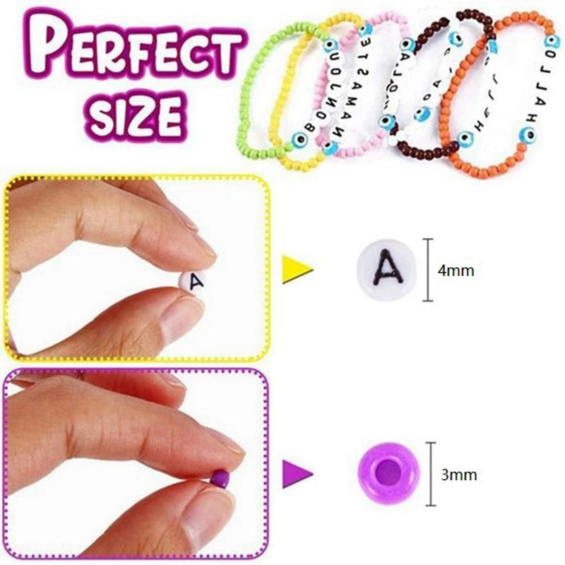 Jewelry Making Kit Beads For Bracelets - Bead Craft Kit Set Glass Pony Seed Letter Alphabet DIY Art And Craft (3MM)