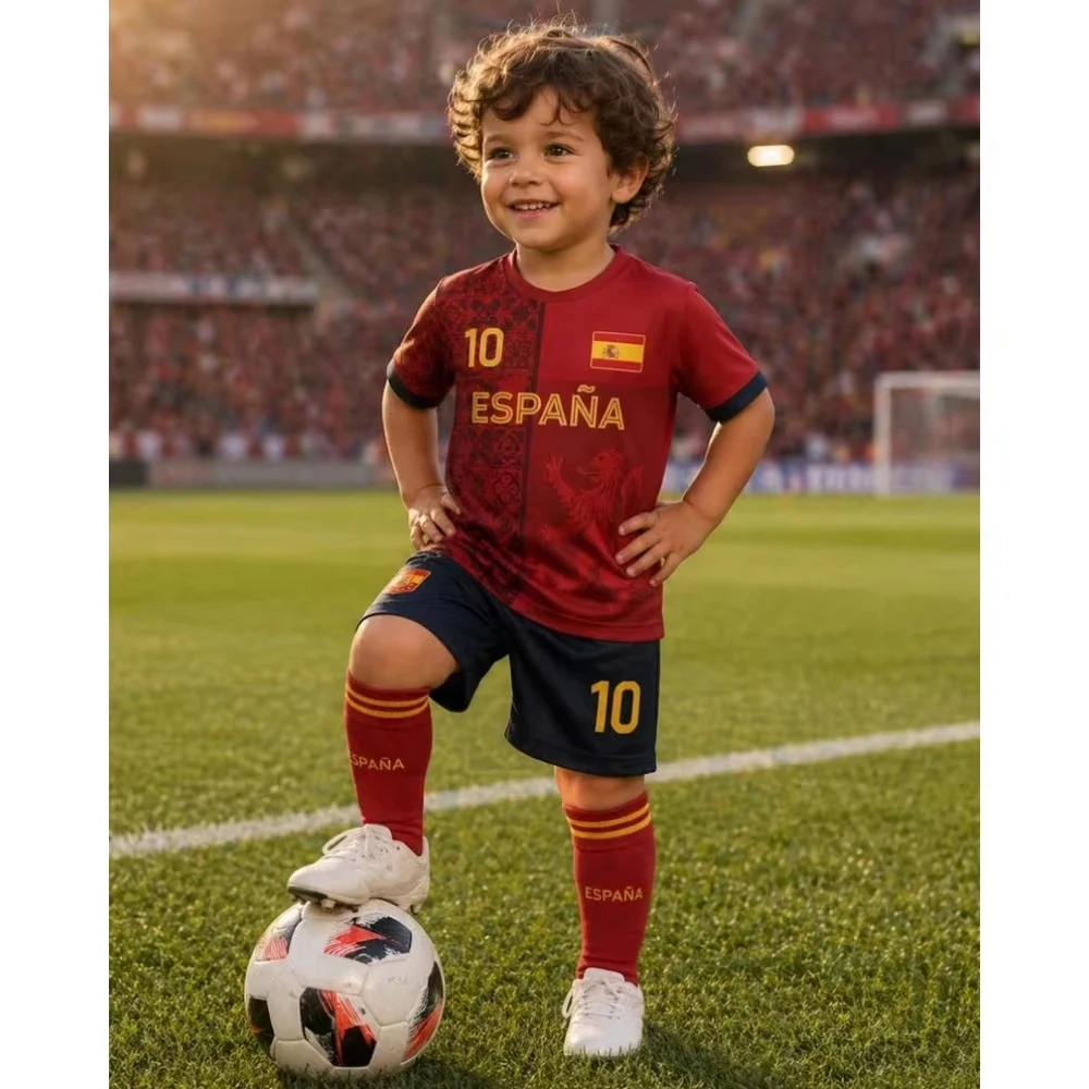 2026 New Spain Soccer Jersey Youth Football Shirt for Boys and Girls, Spain Soccer Jersey for Kids Game Day Gift