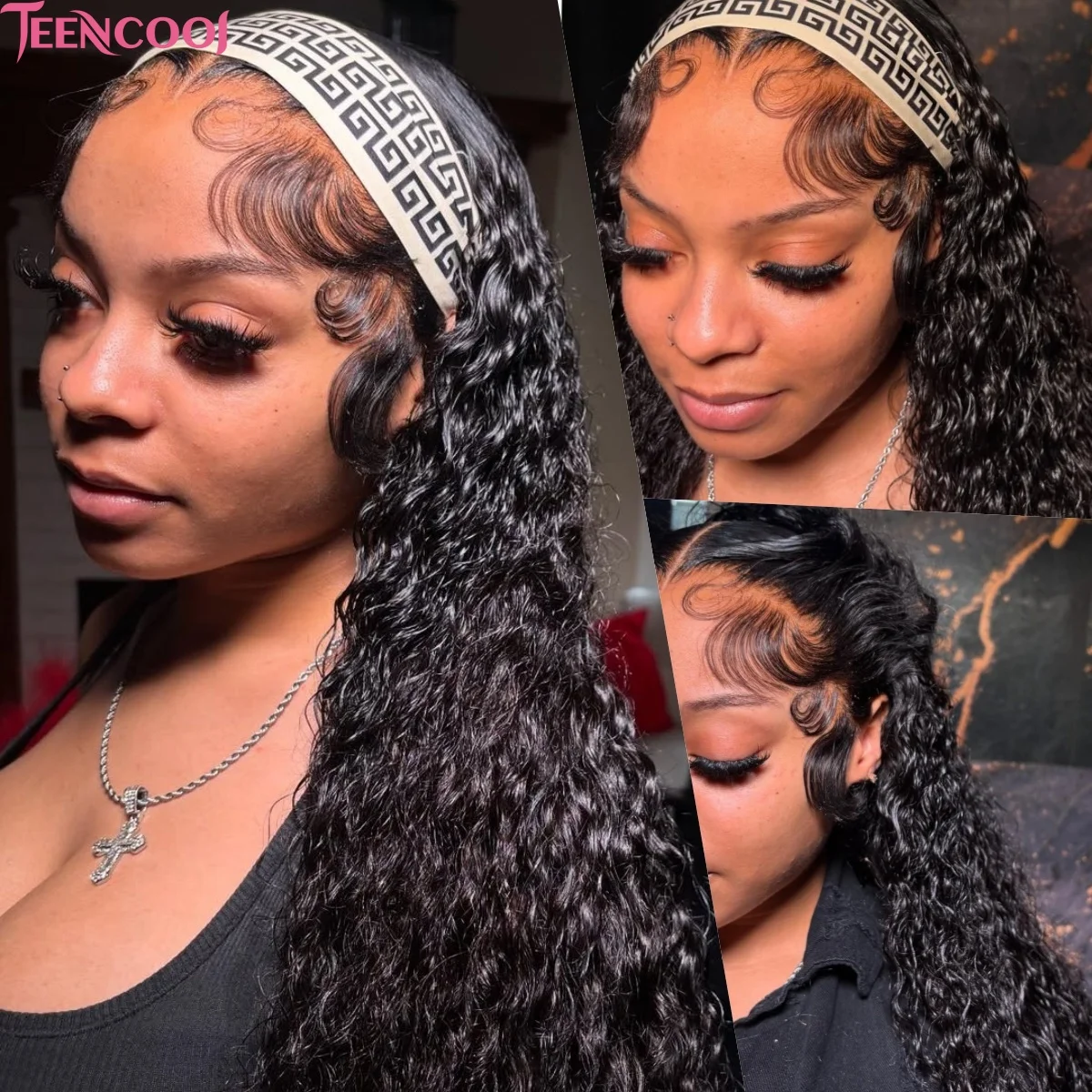 

Deep Wave Lace Front Wigs Human Hair 13x6 HD Transparent Curly Lace Frontal Wigs Human Hair Pre Plucked with Baby Hair Natural