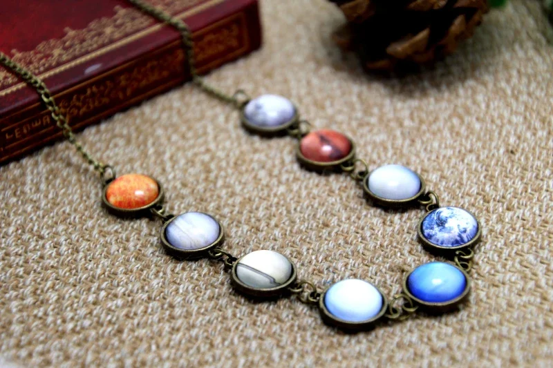 

6pcs/lot Solar System Necklace Glass Dome Galaxy Space Universe Statement