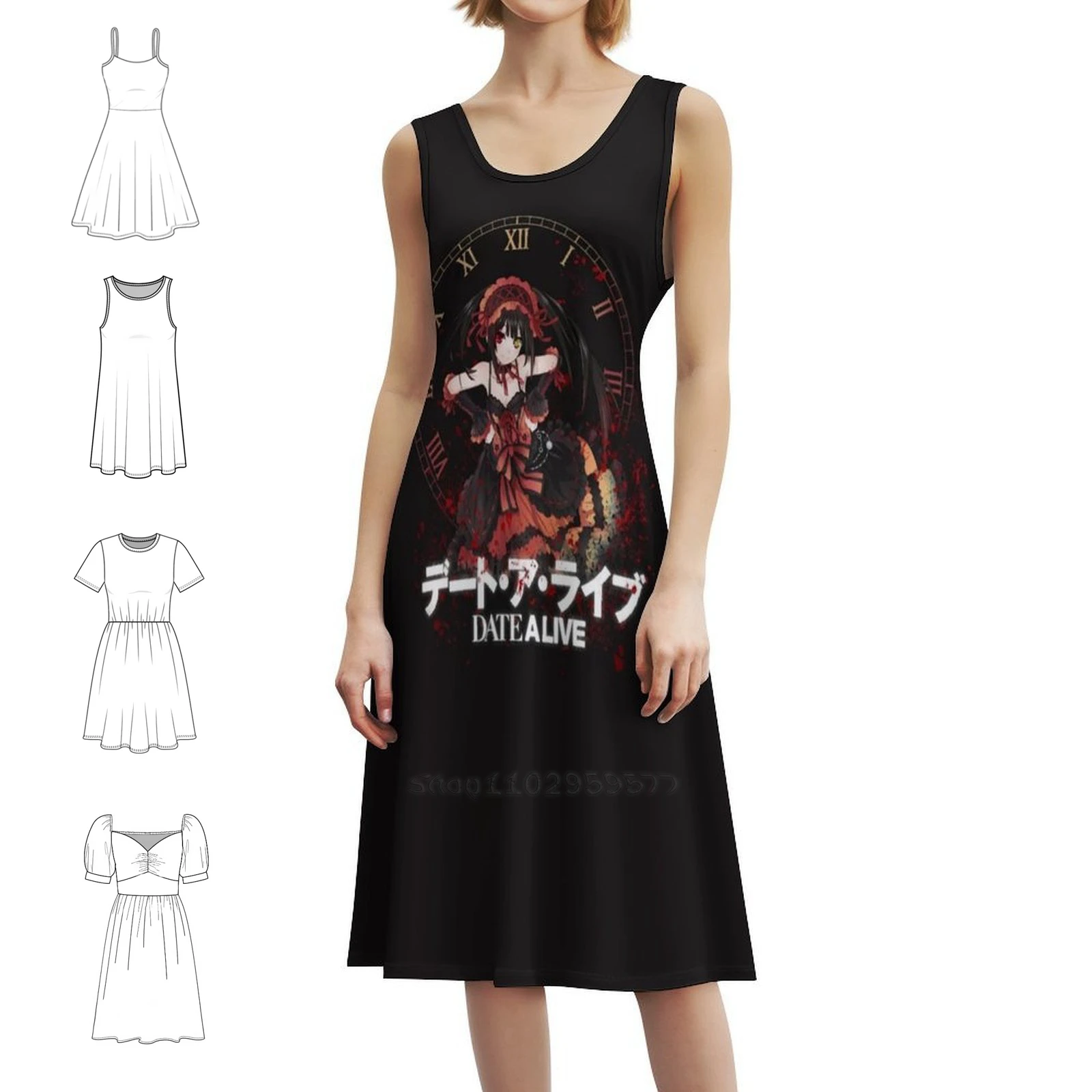 

Классическая футболка Kurumi-Date A Live, женское элегантное праздничное платье, платье трапециевидной формы с короткими/длинными/без рукавов, варианты Kurumi Date A