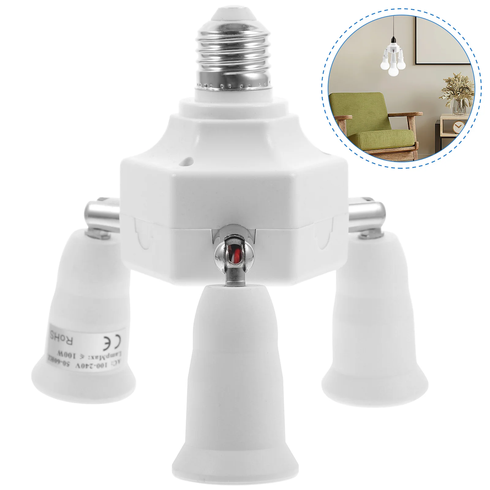 

Light Adapter E27 E40 3-In-1 Splitter Converter Holder Lamp Bulb Extender For Kitchen Bedroom Shop Use E27 Light Socket