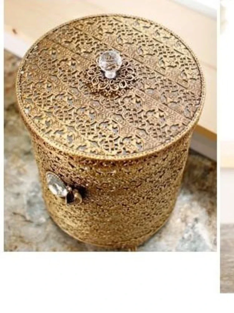 Genuine Bronze European Style Storage Retro Desktop High-End Trash Can Popular Large Hot Sale decoration  home accessories