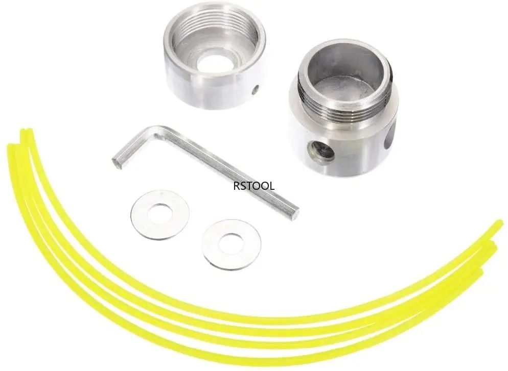 Cabezal de corte de césped de aluminio, juego de carrete con cuerda para cortacésped de 4 líneas, arandela de montaje y llave, cortador de cepillo de hierba de gasolina