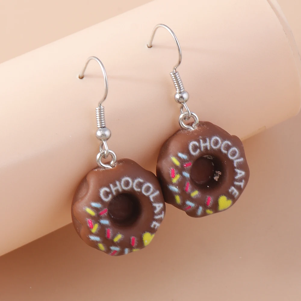 Funny Simulation Food Drop Earrings for Women Resin Biscuit Hamburger Cake Dangle Earrings Girls Party Holiday Jewelry Gifts