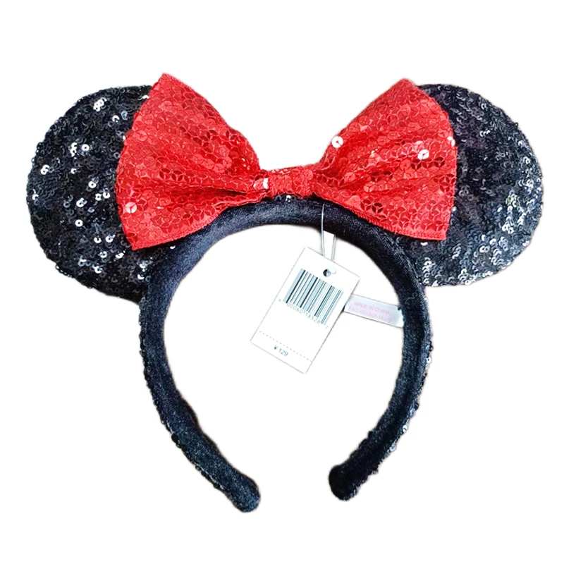 New Disney Polka Dot Bow Mouse Ears Headband For Girls Adults Sequin Hairband Festival Party Travel DIY Hair Accessories